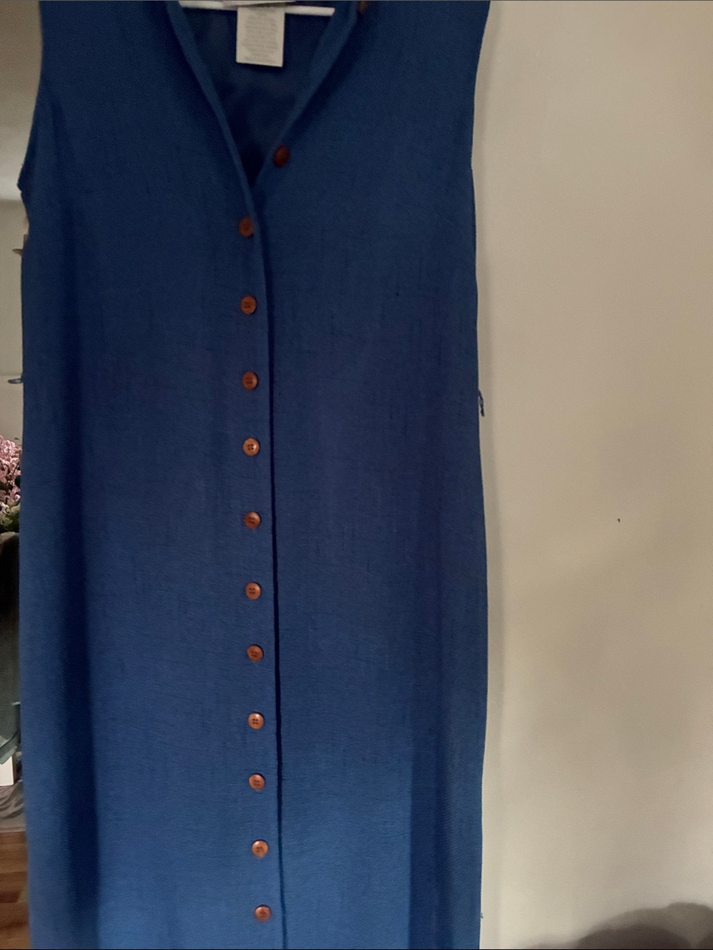 Sleeveless Button-Front Blue Midi Dress-by Miss Dorby Size 8